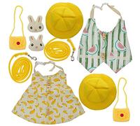 BATHVEVE 2 Sets Pet Bunny Costume Set with Breathable Cotton Clothes and Wear-resistant Leash Bag for Small Pets Suitable for Birthday Party Outdoor Activity