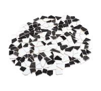 BATHVEVE 200G DIY Ceramic Mosaic Tiles Irregular Small Glazed Stone Assortment Black White Grey for Crafting and Mosaic Art Projects