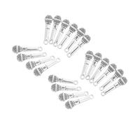 BATHVEVE 20pcs Antique Silver Microphone Charms for DIY Jewelry Making Tiny Music Pendants for Bracelets Necklaces Keychains Durable Alloy Crafting Supplies