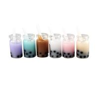 BATHVEVE 20pcs DIY Simulation Pearl Milk Tea Cup Pendant Creative Earring and Keychain Decor Random Color White Straw for Photo Props and Jewelry Making Random Color