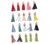 BATHVEVE 20pcs Mixed Color Tiny Tassel Pendants DIY Jewelry Making Accessories Artificial Rose Gold Caps for Keychains Bracelets Craft Decor