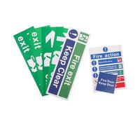 BATHVEVE 21pcs Fire Exit Signs with Fonts and Directional Arrows, Pvc Emergency Exit Warning Stickers for Wall and Floor, Easy Application for Office and Cafe Safety