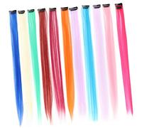 BATHVEVE 24pcs Colorful Long Seamless Hair Pieces One-piece Clip Hair Extensions for Women Random Color Hanging Ear Style