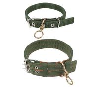 BATHVEVE 2pcs Adjustable Canvas Livestock Collars for Sheep and Dogs with Rotating Ring, Sturdy Green Outdoor Animal Husbandry Supplies