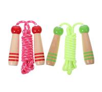 BATHVEVE 2pcs Adjustable Jump Rope with Wooden Handles Lightweight Exercise Skipping Ropes for Outdoor Fitness and Fun Red Green