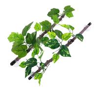 BATHVEVE 2pcs Artificial Reptile Vines Plastic Climbing Branches with Leaves for Gecko and Chameleon Terrarium Decoration, Flexible Green Jungle Branches for Reptile Tank Use