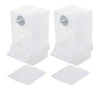 BATHVEVE 2pcs Automatic Bird Feeder Box for Finch and Parakeet, Acrylic Material with Lid and Trough Compartment, Splash-proof Design Collects Husks, for Schoolhouse and Lawn Use