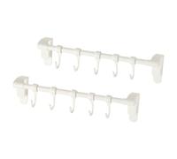 BATHVEVE 2pcs Cabinet Door Towel Hooks Rack with 5 Hooks, White Plastic Over Cabinet Multi-Functional Design, Easy Installation for Bathroom and Laundry Room Storage