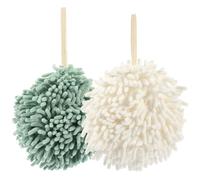 BATHVEVE 2pcs Chenille Hanging Hand Towels for Kitchen and Bathroom, Super Absorbent Thickened Chenille Sponge Fabric, Multi-purpose Easy to Clean Cloths with Hanging Loop for Door Handles