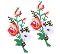 BATHVEVE 2pcs Flower Embroidered Applique Patches Iron-on Floral Fabric Patches Easy-to-Apply for Home Textiles Tablecloths Personal Style Summer Fashion Decor