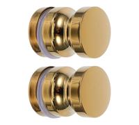 BATHVEVE 2pcs Gold Shower Glass Door Handle, Double Sided Single Hole Pull | Aluminium Alloy Construction, Silicone Fittings, Suits 6-18mm Bathroom Doors, Smooth Finish, Easy Installation