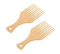 BATHVEVE 2pcs Hair Picks for Men Bamboo Wide Tooth Hair Combs Lightweight Practical Styling Tools Reducing Risk of Plucking for Personal