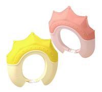 BATHVEVE 2pcs Kids Shower Caps for Bath and Haircuts, Plastic Adjustable Toddler Hair Washing Hat with Ear Protection and Portable Crown Shape Design for Boys and Girls