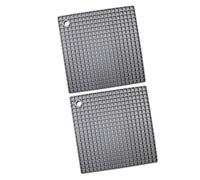 BATHVEVE 2Pcs Multifunction Silicone Placemats with Grid Design Heat Insulation Non-slip Table Mats for Home Use Protecting Tables From Heat and Scratches Gray
