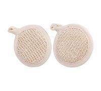 BATHVEVE 2pcs Natural Exfoliating Bath Scrub Towels 8x8cm Hemp and Cotton Linen Body Scrubbing Cloths for Shower and Leg Skin Care