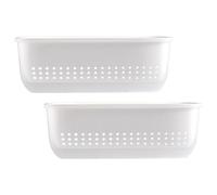 BATHVEVE 2pcs Plastic Kitchen Fruit Strainer Basket Set with Quick Water Discharge and Wall-Mounted Design, Household Vegetable and Fruit Draining Storage for Daily Indoor Use