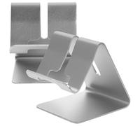 BATHVEVE 2pcs Portable Aluminium Alloy Desktop Phone Stand for Smartphones and Tablets with Lightweight and Stable Gravity Design, for Office and Daily Life Use, Silver Metal Mobile Phone