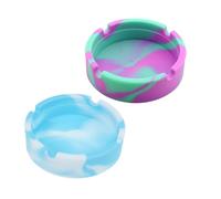 BATHVEVE 2pcs Round Silicone Ashtrays with Nonslip Base Unbreakable Ash Holders for Indoor Outdoor Smoking Easy to Clean Stylish Ashtray for Home Office Hotel Mint Green Sky Blue Camouflage