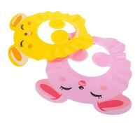 BATHVEVE 2pcs Shampoo Cap Adjustable Shower Hat for Hair Washing Soft Comfortable Bathing Shield Protecting Eyes and Face Cute Pink Yellow Design for Daily Use and Swimming