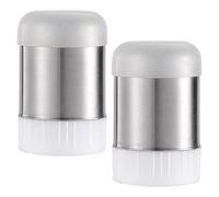 BATHVEVE 2pcs Stainless Steel Kitchen Seasoning Jars Salt and Pepper Shakers Set with White Single and Five-Hole Caps for Household Cooking and Outdoor BBQ