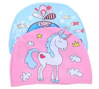 BATHVEVE 2pcs Swim Caps for Comfortable Polyester Swimming Hats with Ear Protection Reduce Drag Lightweight Bathing Caps for Regular Swimming Lessons and Bathing