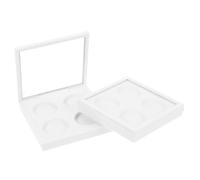 BATHVEVE 2Pcs White Eyeshadow Box Empty Makeup Palette for Eyeshadow Blush Powder Durable Cosmetic Organizer with Magnetic Closure for Travel Storage