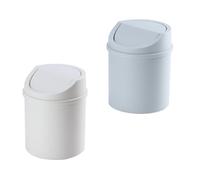 BATHVEVE 2pcs White Plastic Mini Trash Bins with Swing-top Lid, Desktop Rubbish Containers for Home and Craft Room, Convenient and Sturdy Waste Baskets