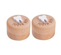 BATHVEVE 2pcs Wooden Baby Milk Teeth Keepsake Box with Sealing Lid - Large Capacity for Storing Baby's First Teeth