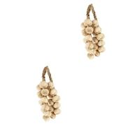 BATHVEVE 2sets Hanging Garlic Strings Real Garlic String Fake Vegetable Models Restaurant Props Decorative for Kitchen Home 2pcs*2