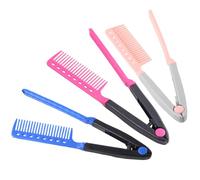 BATHVEVE 3 Pcs Hair Straightener Comb Set with Ergonomic Design, Plastic Material, V-shaped Styling Hair Straightening Tool for Salon and Daily Hairstyle Making