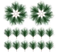 BATHVEVE 30 Pcs Artificial Pine Branches Set Green Plastic Decorative Lightweight Branches with Realistic Visual Effect for Multiple Scenes and Home Decoration