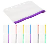 BATHVEVE 30pcs A7 Zippered PVC Binder Pockets with 6 Holes, Colorful Translucent Plastic Zipper Pouches for 6-Ring Binders, School Notebooks and Office Document Organization
