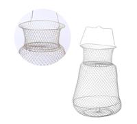 BATHVEVE 35cm Foldable Iron Mesh Fishing Net for Lobster and Shellfish Silver Fishing Accessories with Convenient Carry and Easy Storage for Sea Random Color
