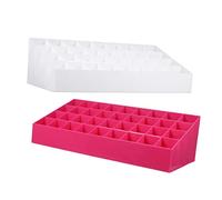 BATHVEVE 36 Slots Cosmetic Holder Makeup Storage Case White Fun Modern Space Saving Design Makes Counter Neater Stores Earrings Rings Beads and Other Mini Goods for Home and Counter