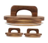 BATHVEVE 3pcs Airtight Wooden Storage Jar Lids with Silicone Seal and Round Handle Leakproof Wide Mouth Glass Covers for Food Storage Wood Material Easy to Open and Close