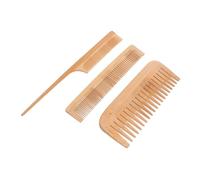 BATHVEVE 3Pcs Bamboo Hair Brush Set Fine Wide Tooth Styling Combs for Home Salon Use Gentle Scalp Care for All Hair Types Includes Rat Tail Dual Comb
