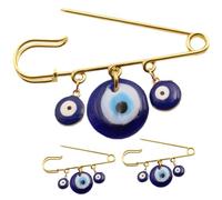 BATHVEVE 3pcs Blue Evil Eye Brooch Pins Set, Turkish Style Alloy and Resin Shawl Pins, Not Easy to Deform, Safe to Skin, for Matching with Hats and Festival Gifts