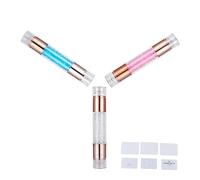 BATHVEVE 3pcs Double Head Acrylic Nail Art Stamper Set with Silicone Nail Decor Pen White Pink Blue for Manicure and Stamping Designs