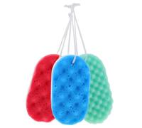 BATHVEVE 3pcs Double Sided Bath Shower Sponge for Adults Exfoliating Body Scrubber with Premium Safe Material Portable Lightweight Cleaning Sponges in Colors for Travel and Home Use