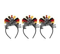 BATHVEVE 3pcs German Soccer Ball Headbands with Patriotic Flair, Adjustable Fit and High Visibility Plastic and Non-woven Fabric Accessories for Parties and Festivals