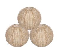 BATHVEVE 3pcs Round Linen Lantern Lampshades Warm and Soft Glow, Vintage Rustic Farmhouse Style Burlap Lamp Shade Pendant for Bedroom Lampshades and Celebrations