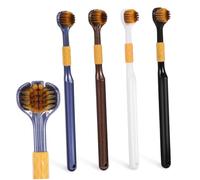 BATHVEVE 4 Pcs Adult 3-Sided Toothbrush Travel Toothbrush Soft Bristles Carbon Gold Wire Comprehensive Cleaning for Daily Use and Travel