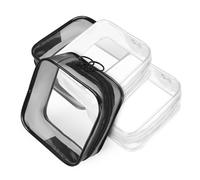 BATHVEVE 4 Pcs Transparent PVC Makeup Bags Double Zipper Clear Organizer Pouches Portable Travel Cosmetic Storage with Rounded Edges for Easy Access and Visible Contents