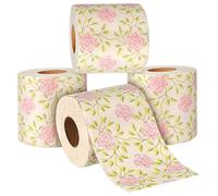 BATHVEVE 4 Rolls Printed Toilet Paper Bathroom Napkins Flower Pattern Toilet Tissues Creative Practical Safe Bamboo Pulp for Bathroom Holiday Essential