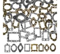 BATHVEVE 40 pcs Vintage Mini Metal Picture Frame Nail Art Decor Retro Oval Square Design for Elegant Nail Art Decoration for Salons and DIY Craft Projects