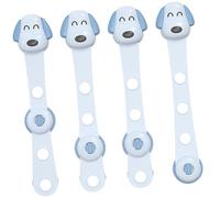 BATHVEVE 4pcs Child Safety Strap Locks for Cabinets and Drawers, Blue Dog Design, Self-Adhesive Household Baby Proof Locks for Fridge, Oven, and Freezer Protection