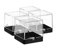 BATHVEVE 4pcs Clear Mineral Collection Display Boxes with Labeling System Small Transparent Specimen Cases for Rock Gemstone Jewelry Storage and Sample Organization