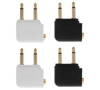 BATHVEVE 4PCS Dual Prong Airplane Audio Jack Adapter with Copper Gold Plated Jack, Sturdy Material and Stable Audio Transmission for Airline Travel and Flights