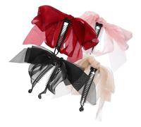 BATHVEVE 4pcs Elegant Banana Hair Clips Large Size Hair Bows with Cloth and Plastic Material Non-slip Design for Stable Hairstyle Day Suitable for Different Types and Lengths Random Color