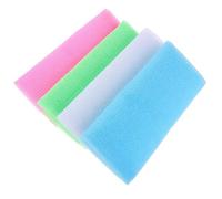 BATHVEVE 4pcs Exfoliating Back Scrubber Towels Portable Shower Cloths for Body Scrub Soft Nylon Exfoliating Wash Towel in Pink Blue Green White Comfortable and Convenient for All Ages